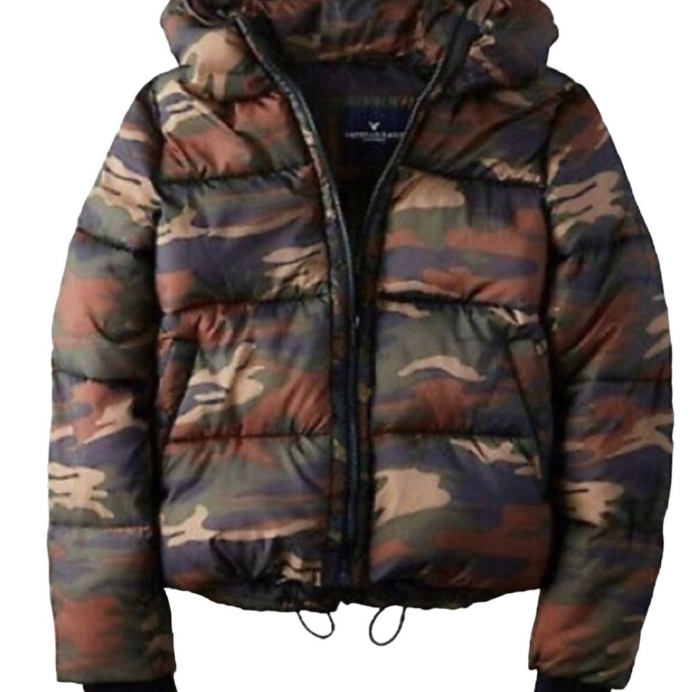 American Eagle Camo puffed Jacket Size Small - Picture 2 of 5